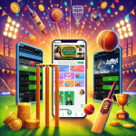 A vibrant featured image showcasing "How to Play Cricket Games on Basant Club." The image features a cricket field with glowing stumps, mobile screens displaying the Basant Club app interface for cricket games, including fantasy cricket, virtual matches, and betting games. Surrounding elements like coins, trophies, cricket equipment, and festive lights emphasize rewards and competition.