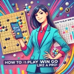 llustration for 'Basant Club WIN GO: How to Play WIN GO Like a Pro!' featuring a confident woman holding a smartphone displaying the Basant Club app, surrounded by game strategy elements, charts, and colorful game pieces.