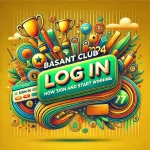 A vibrant, eye-catching featured image for 'Basant Club Log In 2024: How to Sign In and Start Winning,' with bold text, colorful graphics of trophies, coins, and symbols of success. The design includes a dynamic background with login elements, celebrating the excitement of logging in and winning on Basant Club