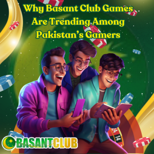 A vibrant illustration of basant club games gamers playing on smartphones with a colorful background, representing the excitement of mobile gaming in Pakistan.