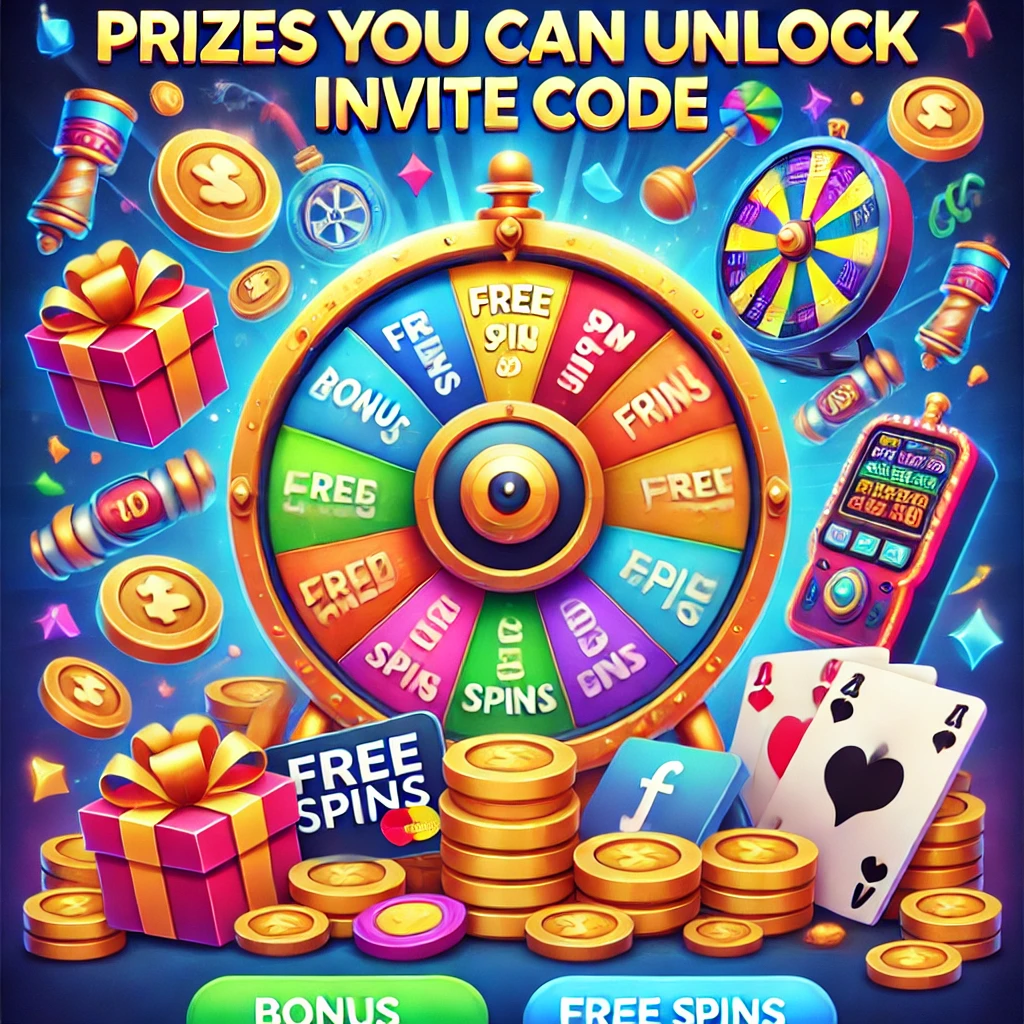 Colorful promotional image showcasing rewards available with a Basant Club invite code, including bonus credits, free spins, and special prizes like gift cards, set against a lively casino-themed background.