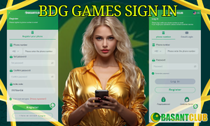 Smartphone displaying BDG Game login page with easy sign-in options.
