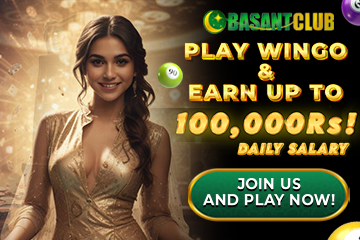 Promotional image for download the Wingo App Basant Club featuring a smiling woman in a glamorous outfit. The text highlights 'Play Wingo & Earn Up to 100,000 Rs! Daily Salary.' The vibrant design includes the Basant Club logo, lottery balls, and a glowing call-to-action button that says 'Join Us and Play Now.' Encourages users to download the Wingo App for exciting rewards and opportunities.