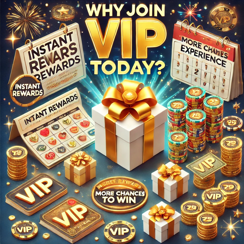 Illustration titled 'Why Join Basant Club VIP Today?' featuring a golden VIP badge, gift box for instant rewards, stacks of coins symbolizing more chances to win, and a celebratory background with sparkles and confetti, highlighting benefits like priority support, faster payouts, and exclusive games.