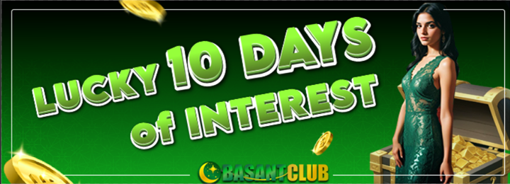 An illustration showing the concept of lucky days and bonuses, with a calendar marked on the 1st, 11th, and 21st, symbolizing the Lucky 10 Days of Interest at Basant Club.