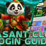 Animated panda wearing traditional costume holding a smartphone with the Basant Club app on screen, surrounded by flying coins and the text “Basant Club Login Guide.”